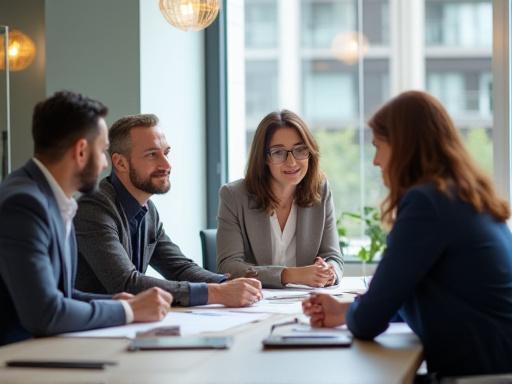 Team av konsulter i ett strategiskt möte